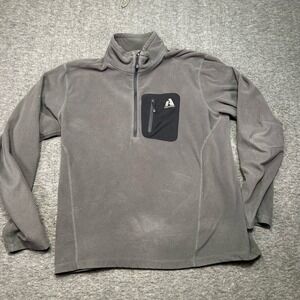FIRST ASCENT Eddie Bauer Shirt Men L Grey Fleece Pullover Quarter Zip Outdoor